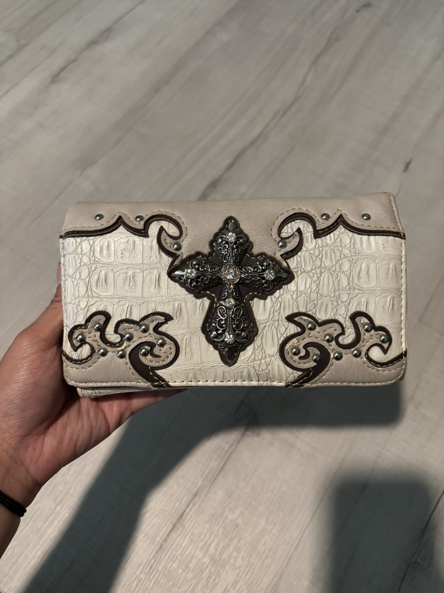 wallet with rhinestone cross