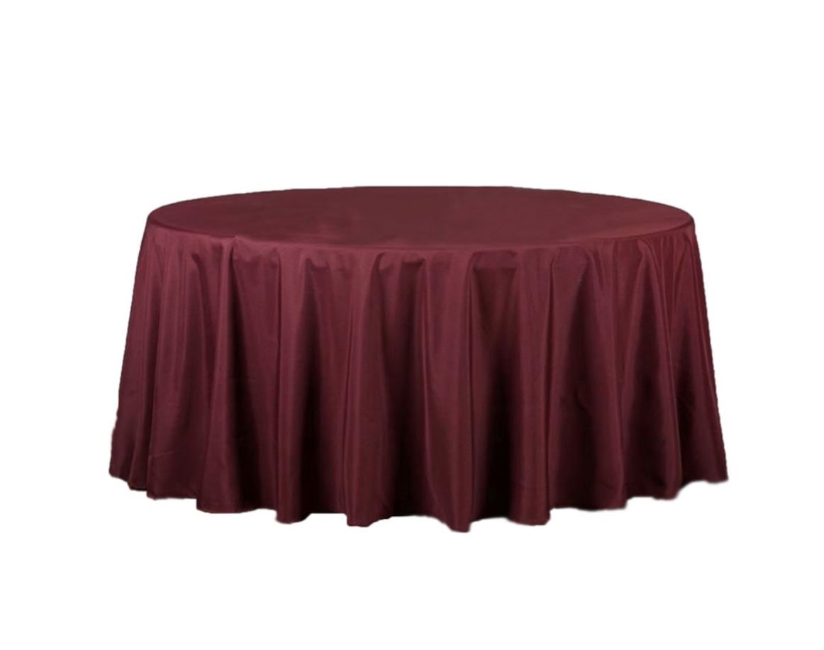 5 Burgundy 108" Round Tablecloth And 50 Napkin