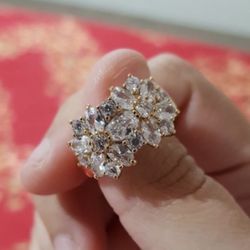 Diamond Floral Gold Ring 14K Size 6, 7, 8 & 9