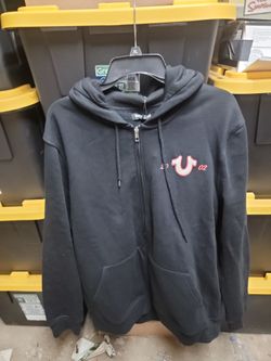 True Religion Black Zip-Up Hoodie XXL