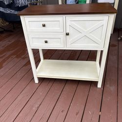 Farm house style counsel table w/ 2 drawers & cabinet