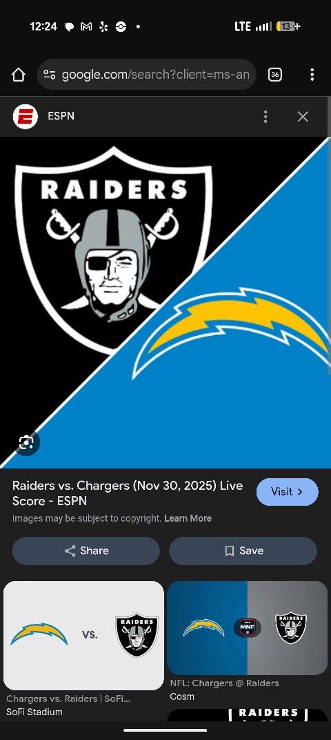 Chargers Vs Raider 