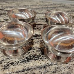 4 Vintage Stainless Steel Ice Cream Bowls