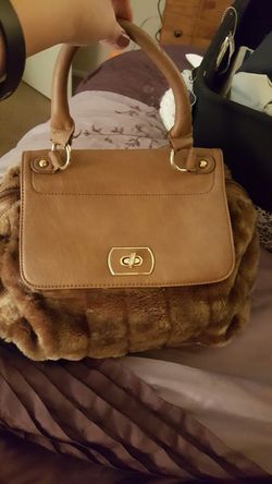 Aldo brown faux fur handbag