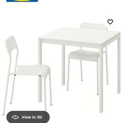 IKEA MELLTORP / ADDE Table and 2 chairs, white, 29 1/2 "