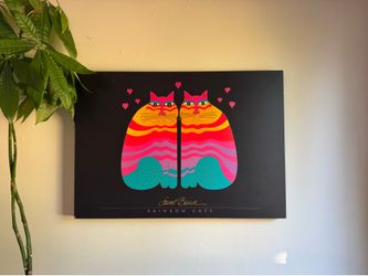 Laurel Burch Rainbow Cats Art Print Vintage