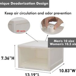 New In Box 12 Shoe Storage Box Plastic Stackable Shoe Container Off White  