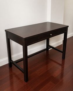 Dark Brown Wood Writing Desk with Drawer – Great Condition