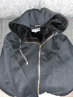 Pro club black fur hoodie zip up medium