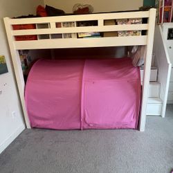 White Aloft Bunk bed Full Size Bed Stairs w. Storage/Drawers