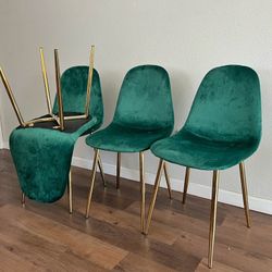 Emerald Green Gold Velvet Dining Chairs