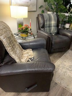 2Brown Faux Leather Rocker Recliners