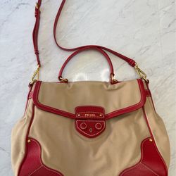 Prada Canvass Cinghiale Bag with Trimmed Canapa Handles