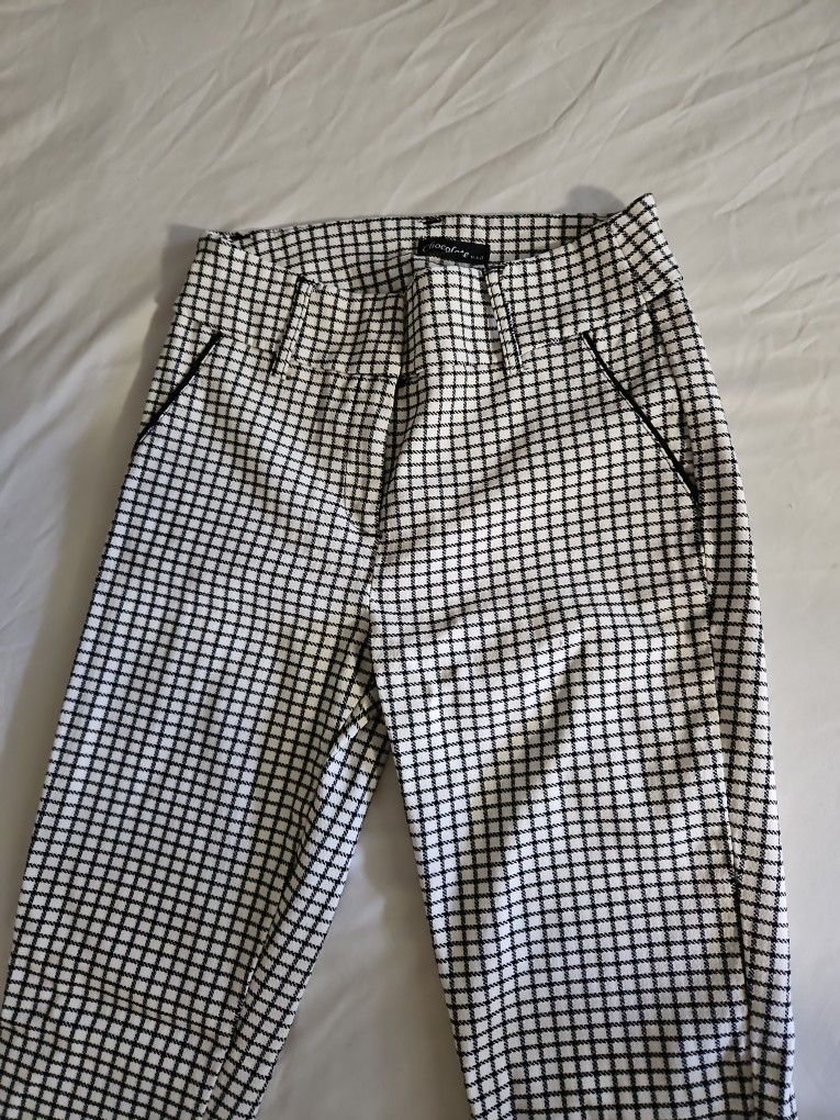 S Gingham Black / White Plaid Pants