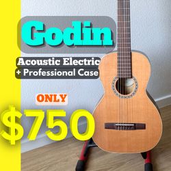 Godin Acoustic Electric Nylon Guitar With Tuner Eq Hard Bag Case