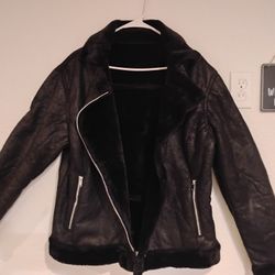 New Women's Black Suede Biker Jacket Sz M