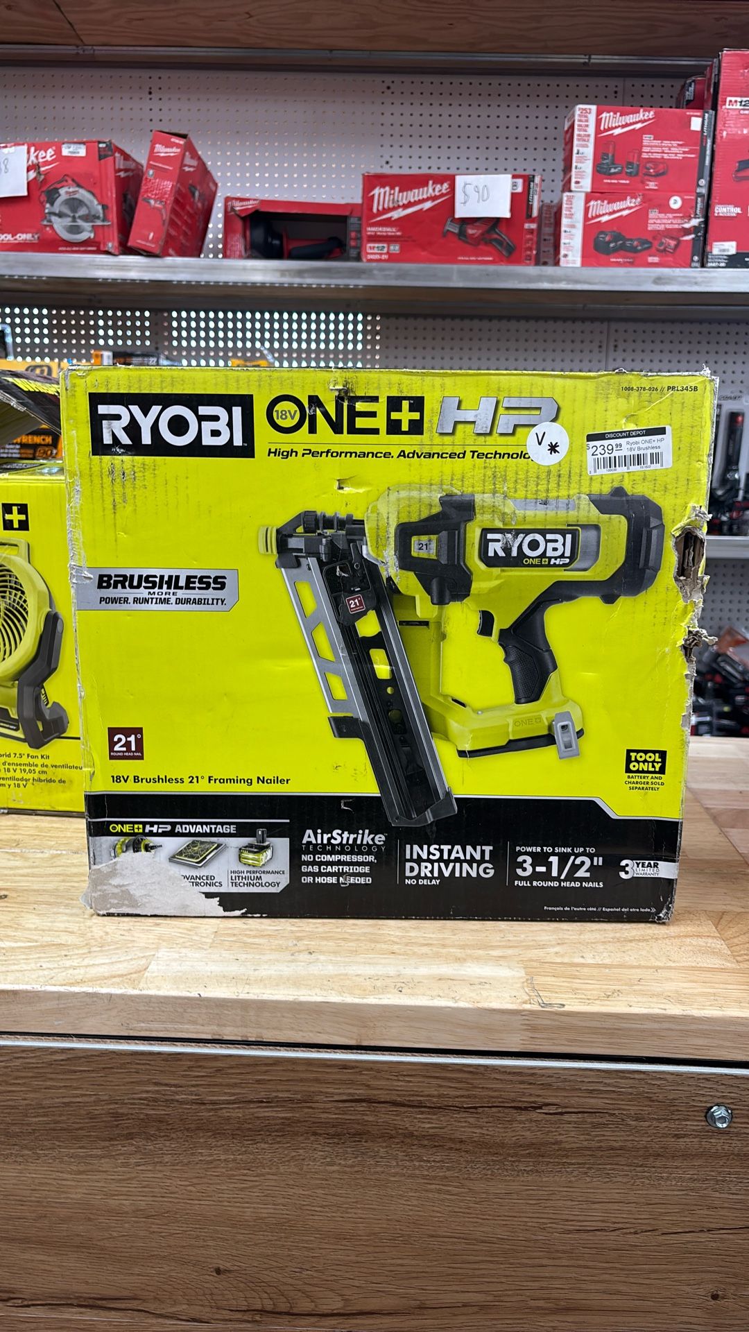 Ryobi ONE+ HP 18V Brushless Cordless AirStrike 21° Framing Nailer (Tool Only)