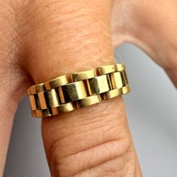 14K Solid Gold Flexible Link Ring (Watch-Band Style) – Size 7 – 5.17g