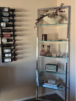 CB2 Tesso Chrome Metal Wall Mount Bookshelf