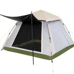 New 2-4 Person Pop Up Camping Tent, Portable Backpacking Tent with Removable Rainfly, 4 Mesh Walls, 2 Zippered Doors, Carrying Bag, Portable Family Do