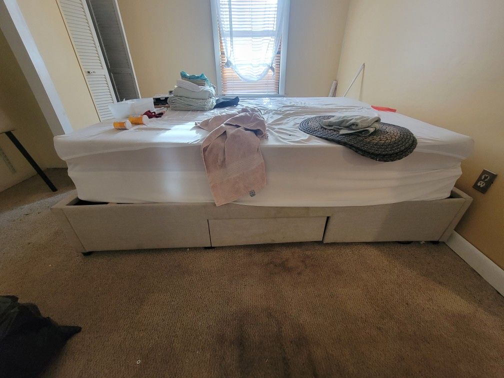 Ikea Queen Size Bed Frame With Storage Drawers Fabric