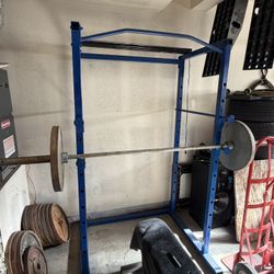 Work Out Rack With Bar And Plates