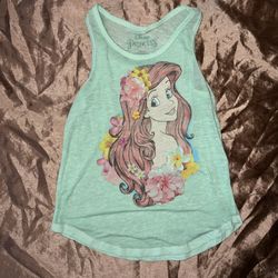 DISNEY Princess ARIEL the LITTLE MERMAID girls size Small 6X aqua floral tank to