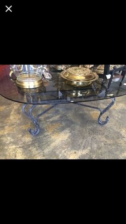 Metal coffee table with glass