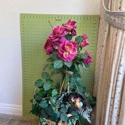 Silk Rose Tree Topiary 