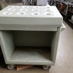 Used Cambro Cart With Silverware Organizer On Top