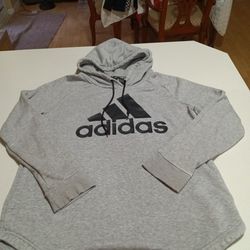Youth Adidas Gray Hoodie Black Lettering Size L (14-16)
