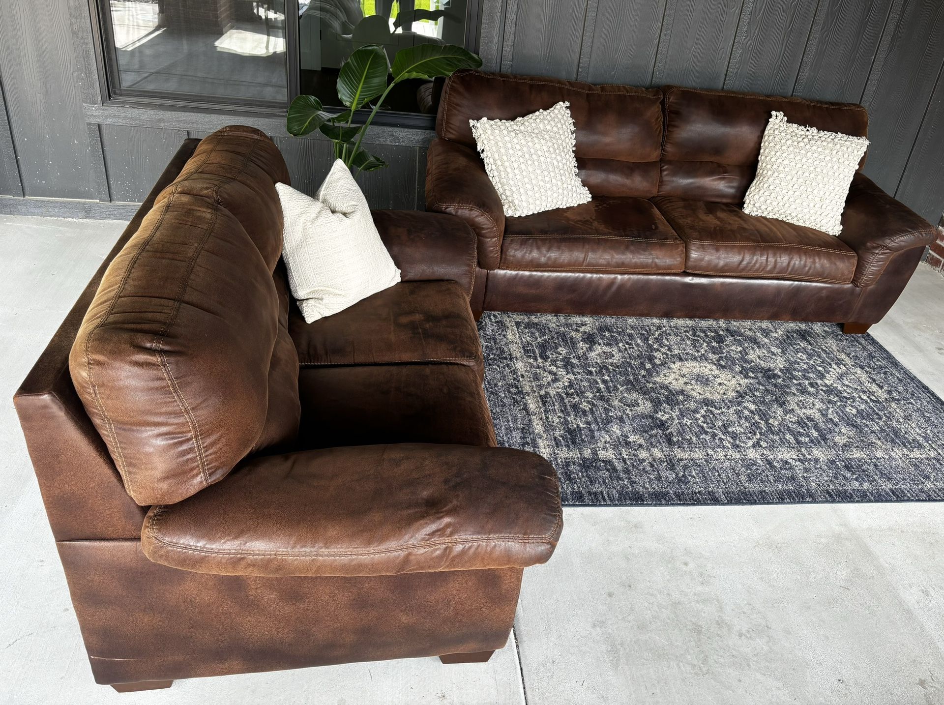 Brown Leather Couch Set