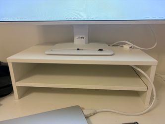White Monitor Riser with Storage Shelf – Desktop Organizer