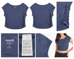 Old Navy Active PowerChill Women’s Ruched Side Crop Top Navy Blue Size L
