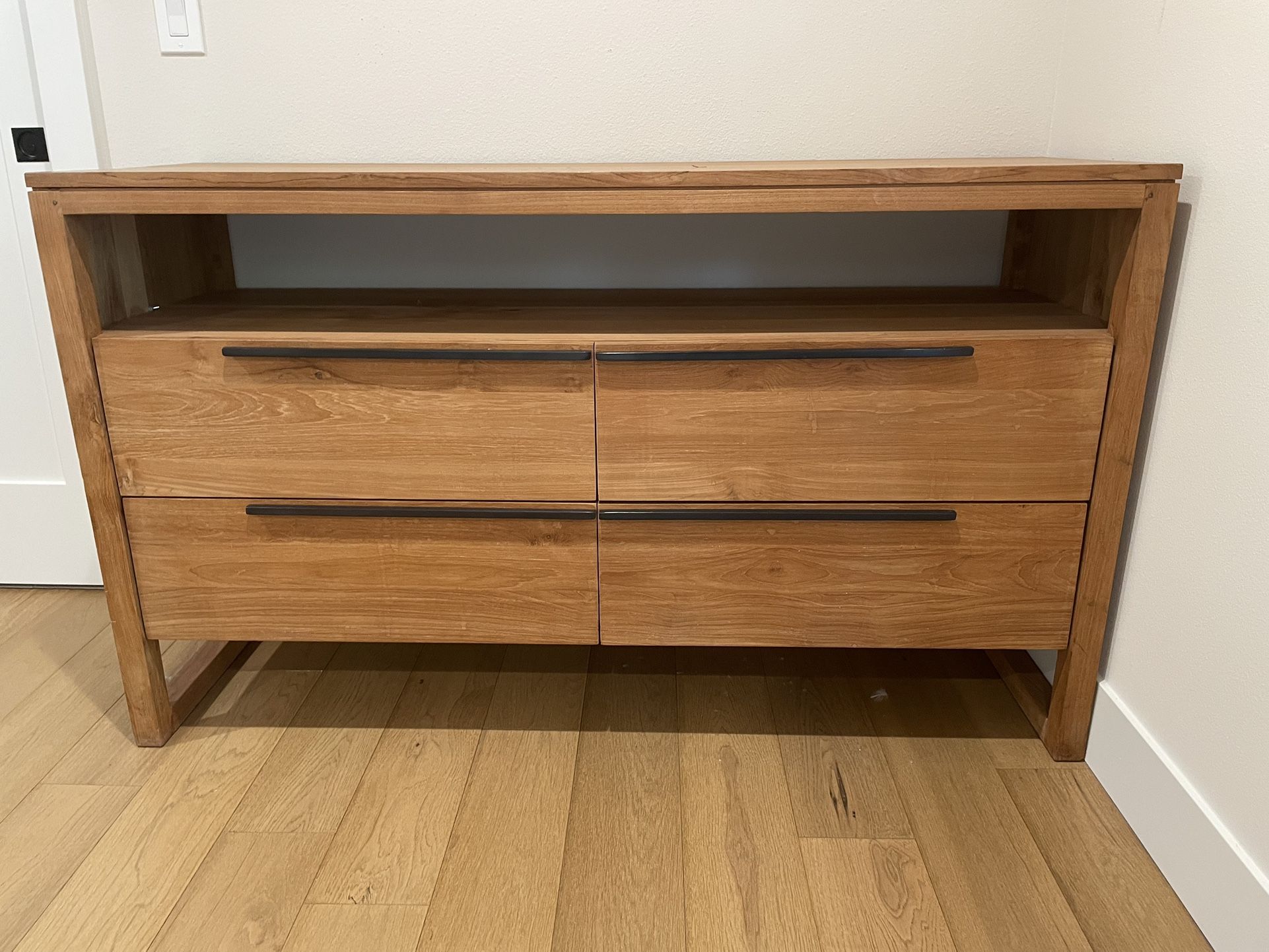 Crate & Barrel Dresser - Solid Raw Teak Wood 