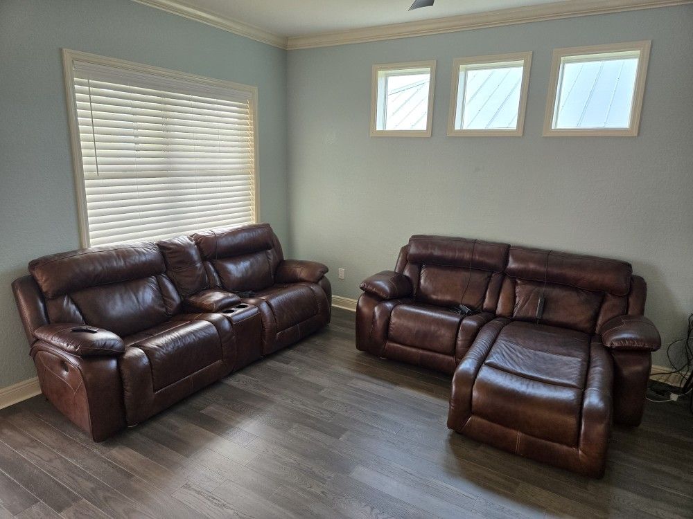 Brown Leather Recliner/chaise