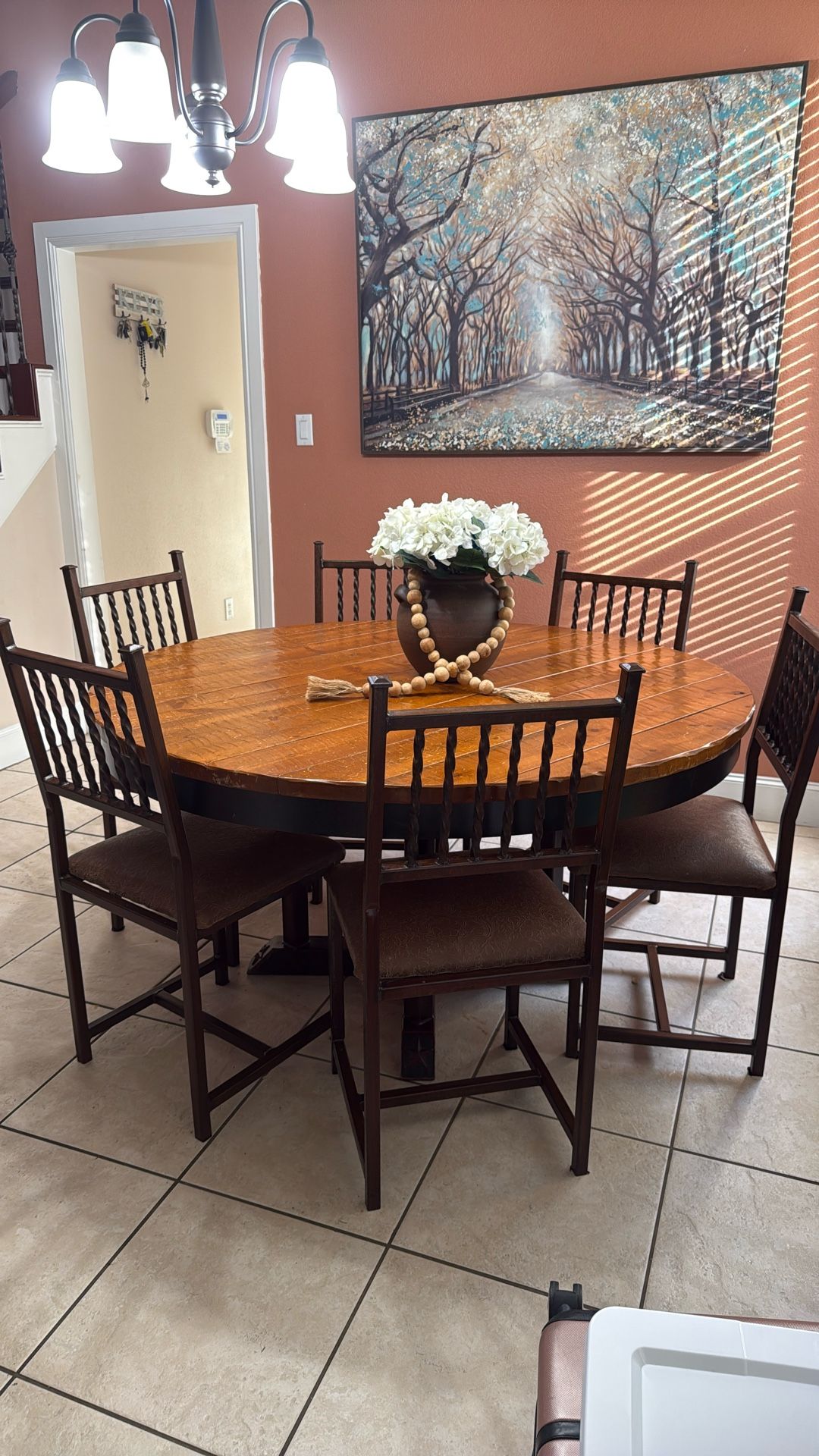 Country Style Dinning Table & 6 Chairs & 3 Bar Stools