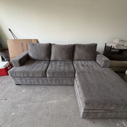 Free Delivery Bonnaterra Charcoal 97" Reversable Sectional Sofa Couch