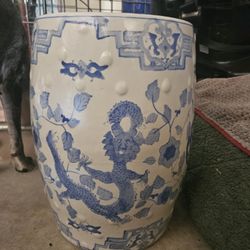 Chinese Blue And White Garden Stool.