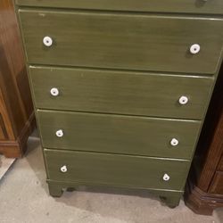 Beautiful Light Green five drawer tall Chest
