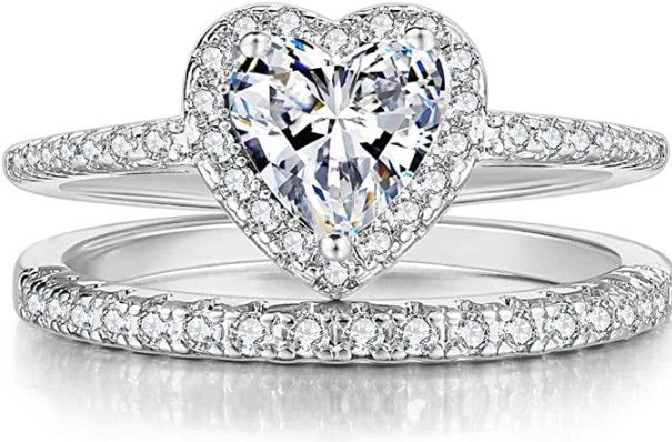 Heart Shaped Eternity Bridal Wedding Band Ring