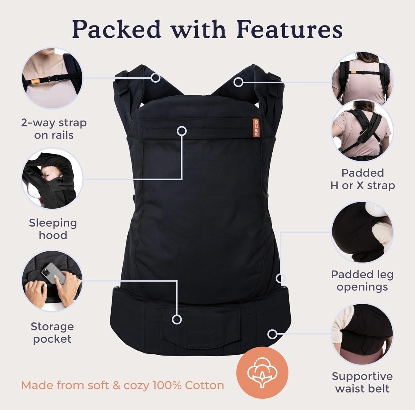 Beco Toddler Carrier with Extra Wide Seat, 100% Cotton Toddler Carrying Backpack Style and Front-Carry, Lightweight & Breathable Child Carrier, Toddle