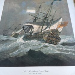 Antique ship print framed