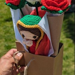 Virgin mary with flowers bag 