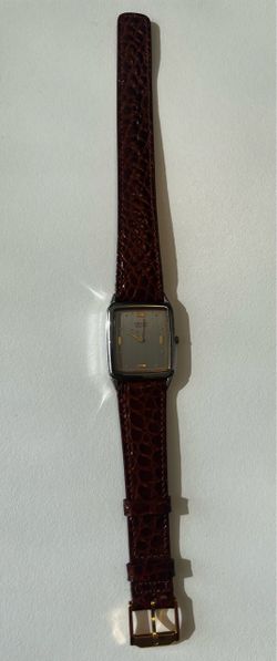 Seiko Quartz Tank Watch Brown Leather Strap