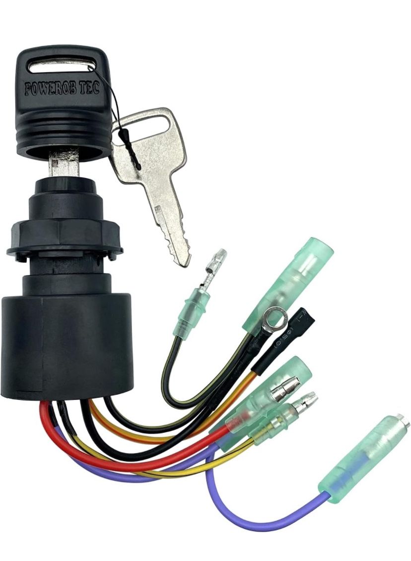 Boat Ignition Switch with Key Replacement for Mercury Mariner Outboard Motor Control Box with 2 Keys 3 Position 6 Wire Connectors 