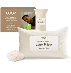 Coop Home Goods Adjustable Latex Pillow Queen, Talalay Latex & Microfiber Fill, Best Pillows for Sleeping, Ergonomic, Naturally Cooling, Eco-Friendly,