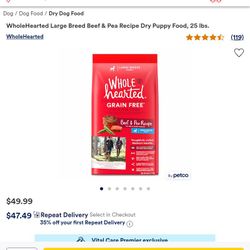 WHOLE HEARTED DRY DOG FOOD $35