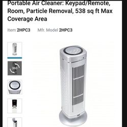 DAYTON Portable Air Cleaner Particle Remover, HEPA 
