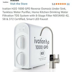 Ivation H2O 1000 GPD Reverse Osmosis Water Filtration System - New